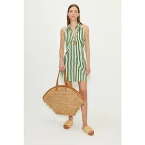 Simon Miller | Dresses | Simon Miller Mar Printed Poplin Midi Dress Size  Medium Green Cream | Poshmark
